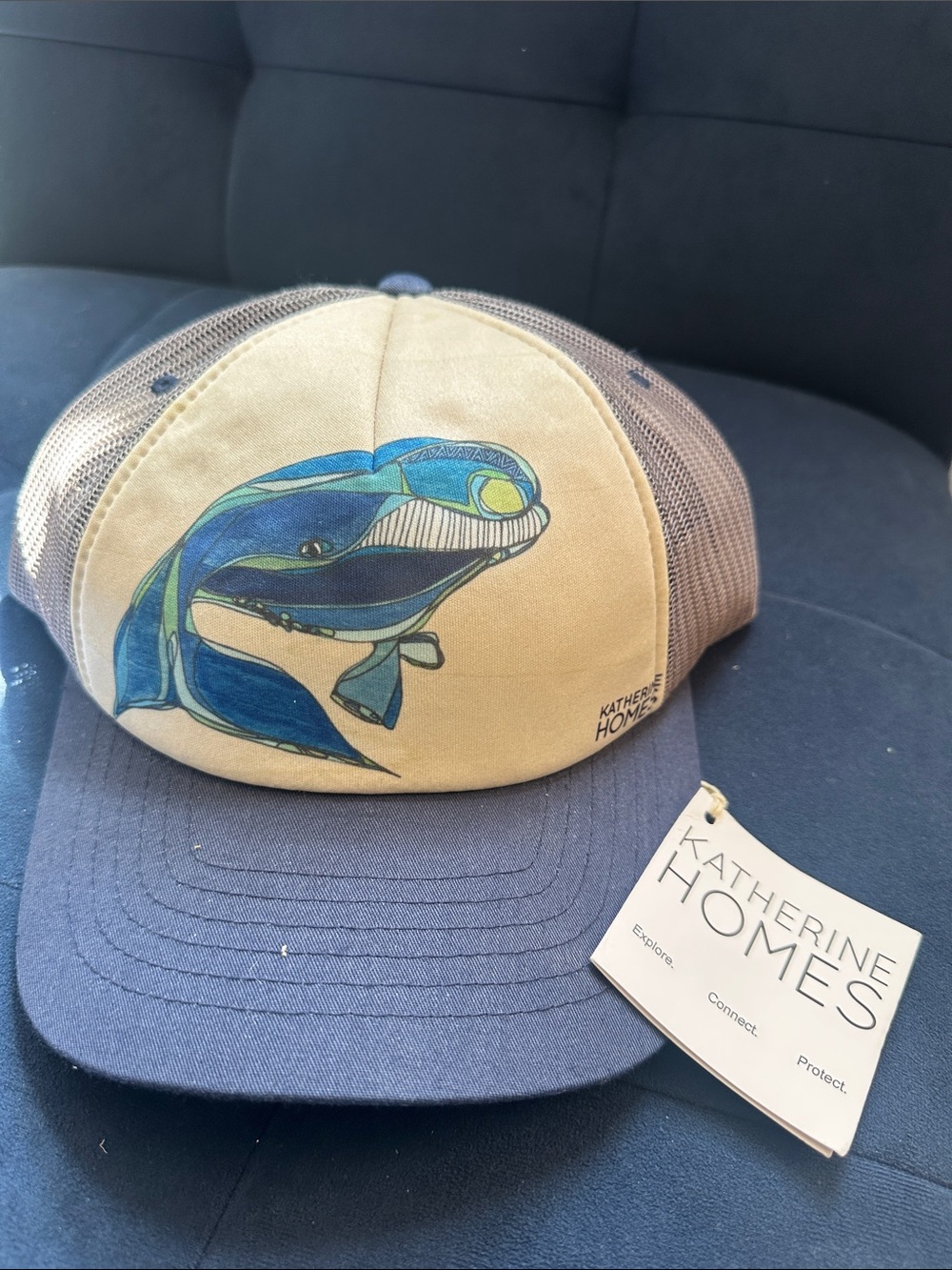 Katherine Homes Whale Trucker Hat NWT